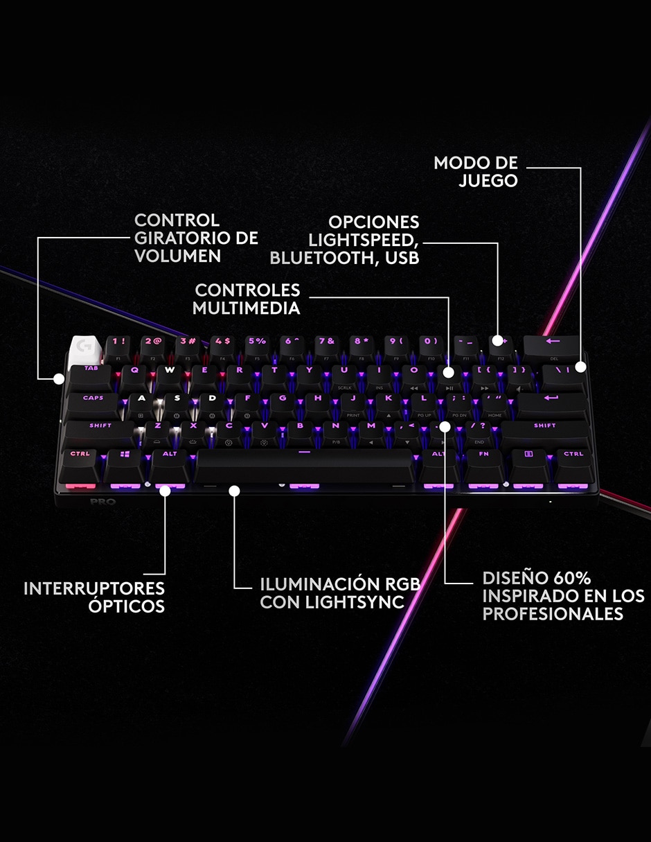TECLADO GAMER LOGITECH G PRO X, NEGRO