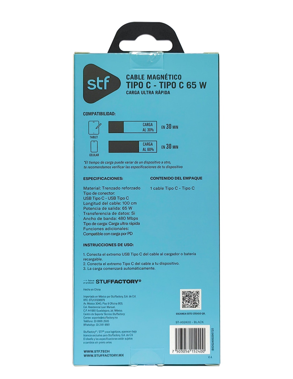 CABLE C STF MAGNETICO 65W, NEGRO