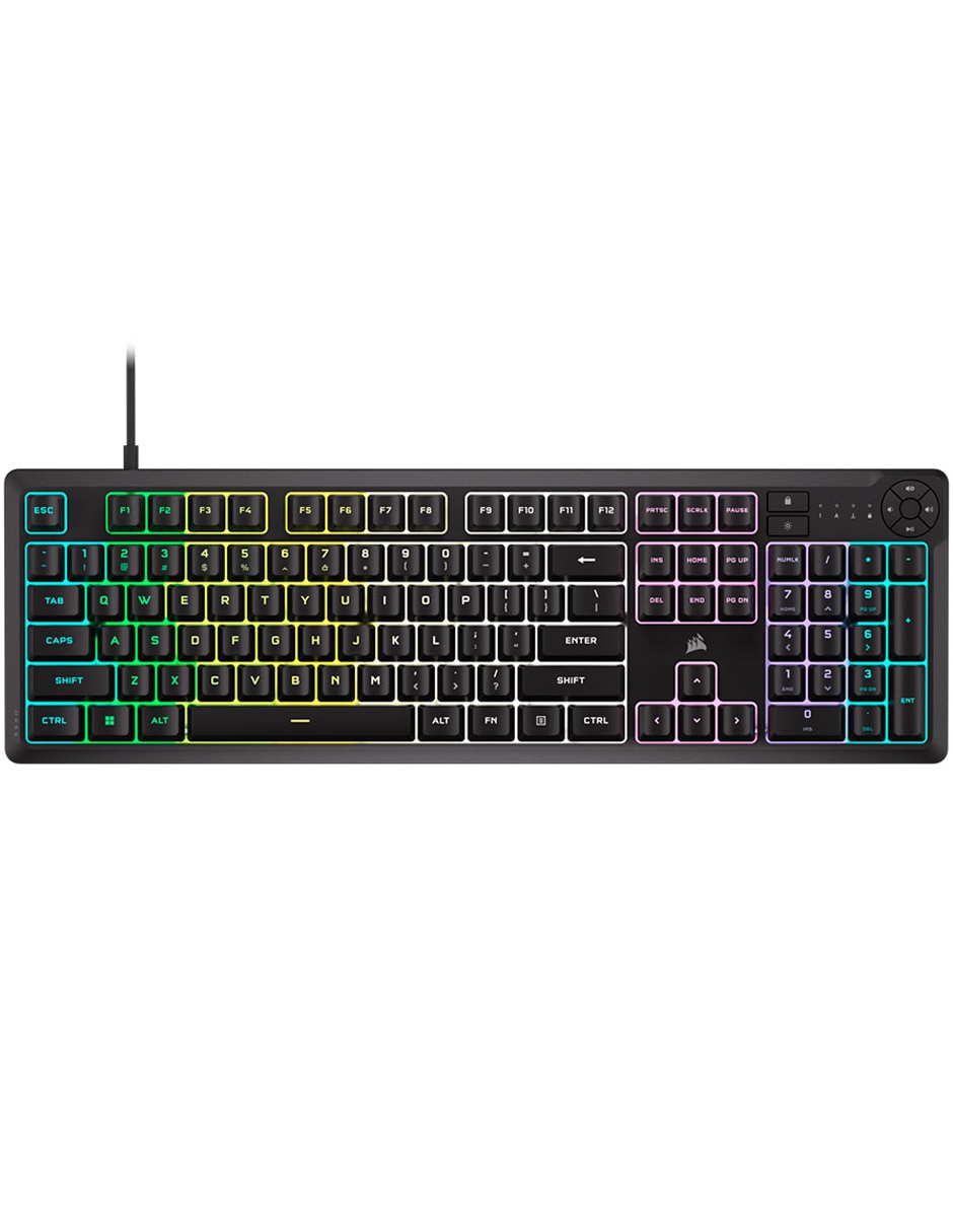 Teclado gamer usb-a 2.0 qwert inglés con interruptor membrana cúpula de goma CH-9226C65-NA