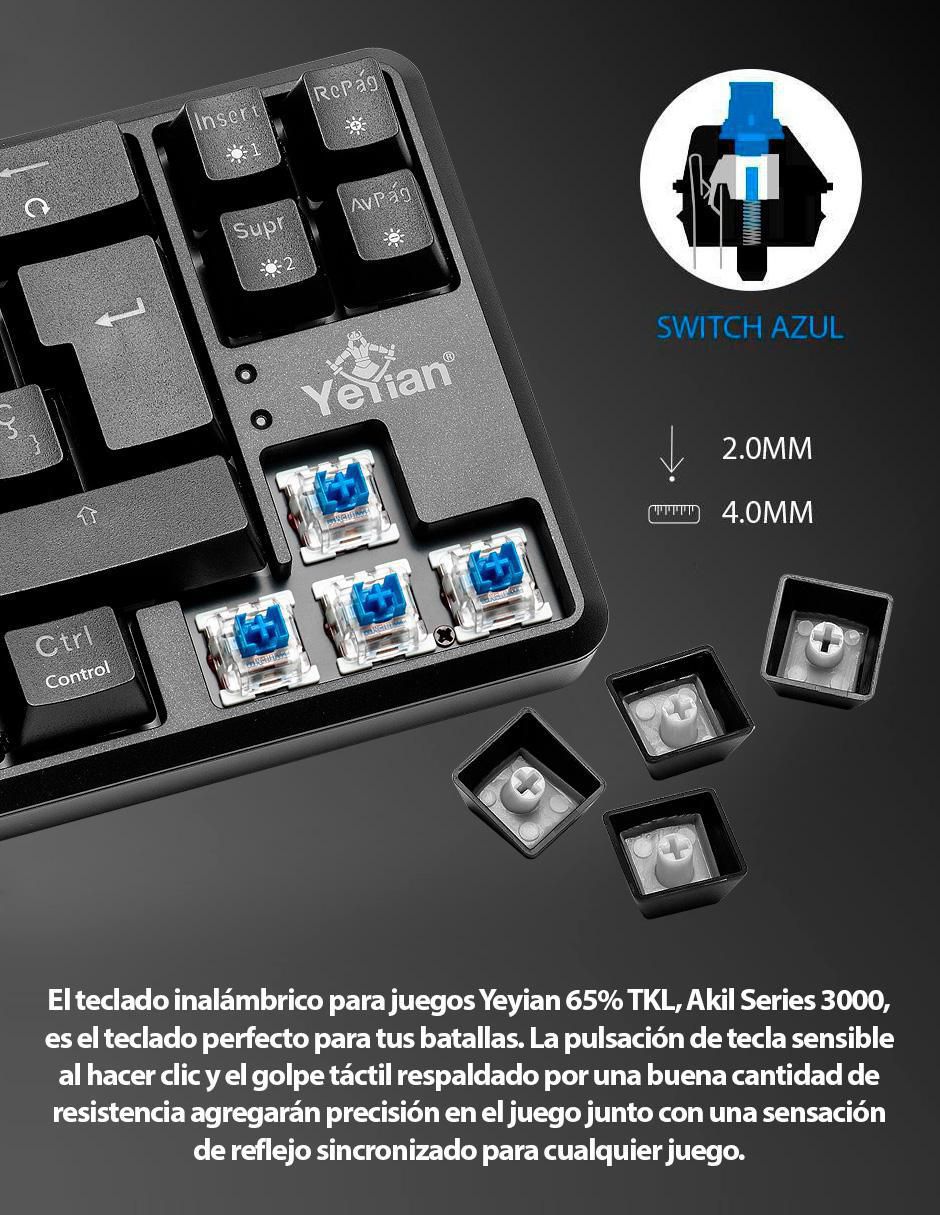 Teclado gamer USB, bluetooth retroiluminado español con interruptor lineal (red, black) Akil 9