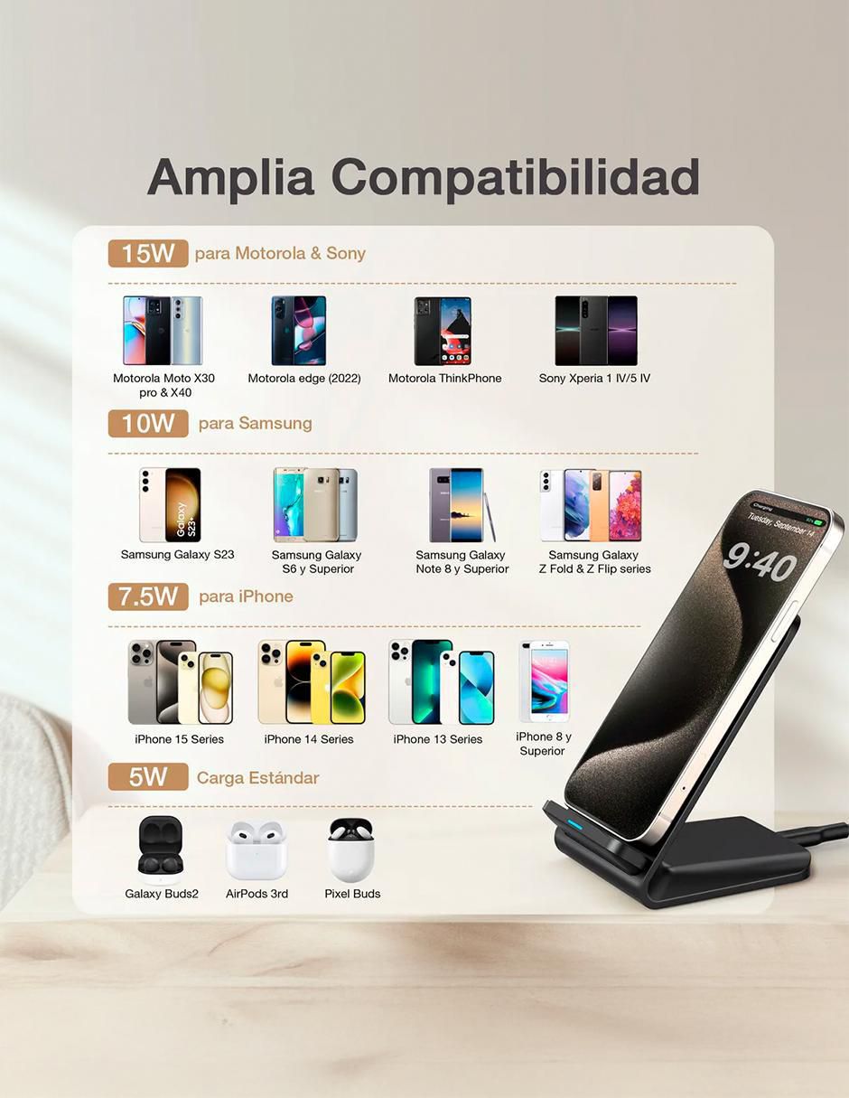 Soporte para celular con cargador inalámbrico edición estándar 4
