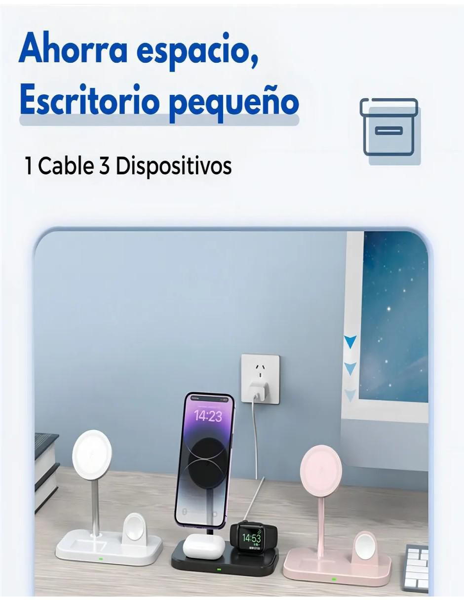 Estación de carga 3 en 1 de 5 w usb tipo c 4