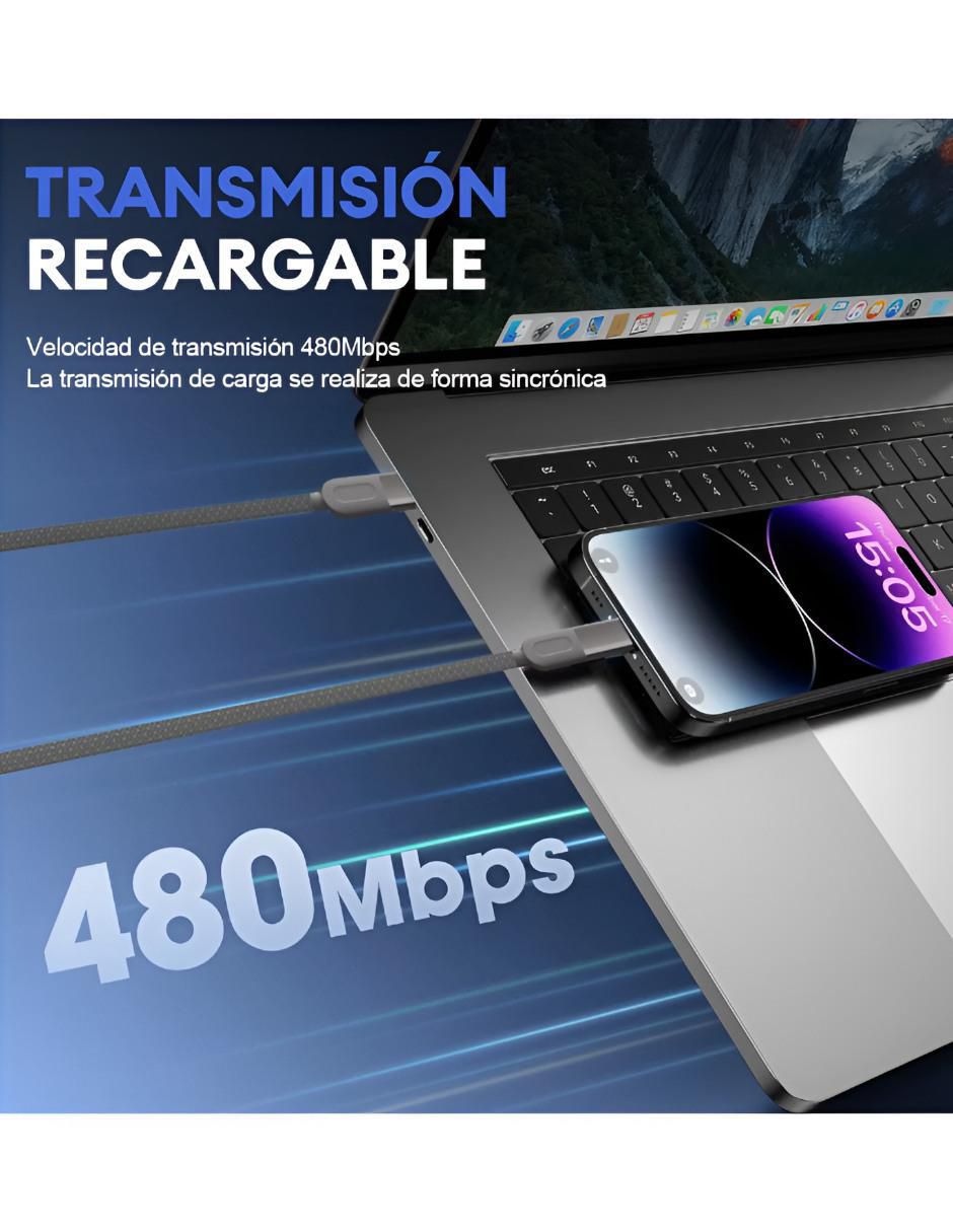 Cable C lightning, micro USB y tipo C a tipo USB C de 1 m 4