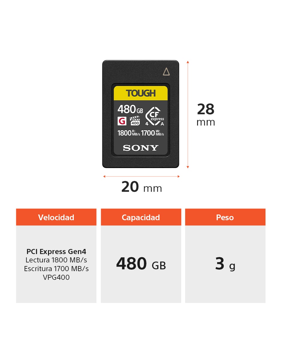 Memoria CFexpress capacidad 480 GB 8