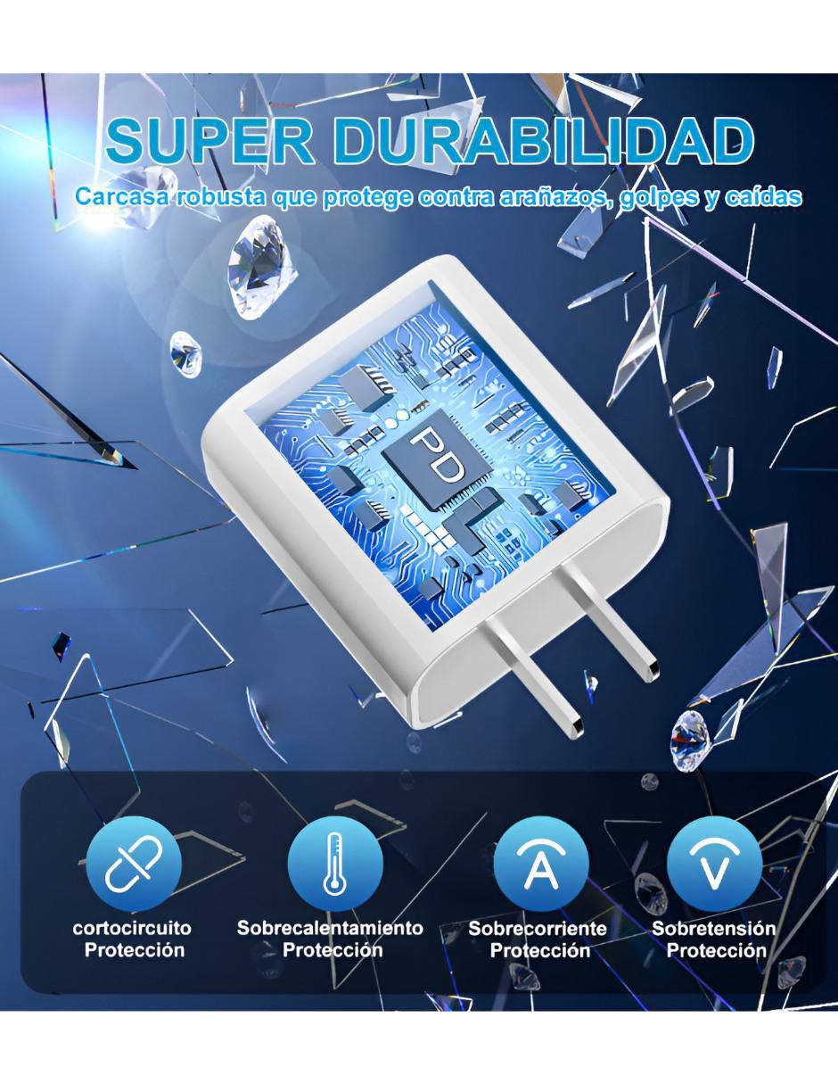 Cargador pared de 80 W USB tipo A + USB tipo C 3