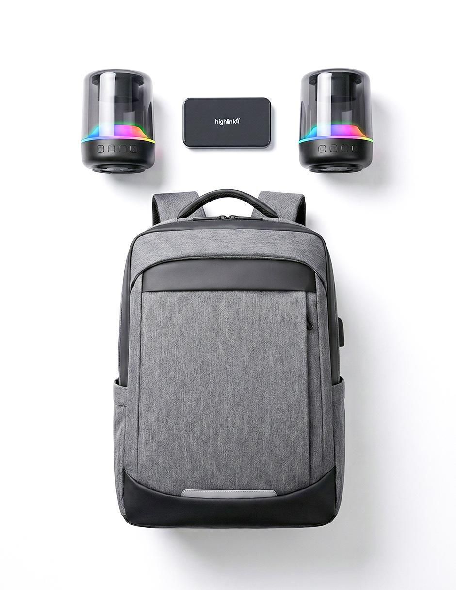 Set de bocinas Rainbow, Backpack y Powerbank alámbricos/inalámbricos 4