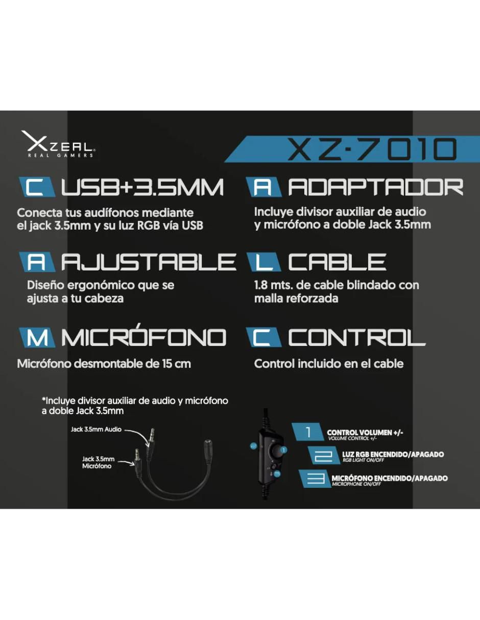 Audífonos gamer alámbricos XZHSALRGB1W 4