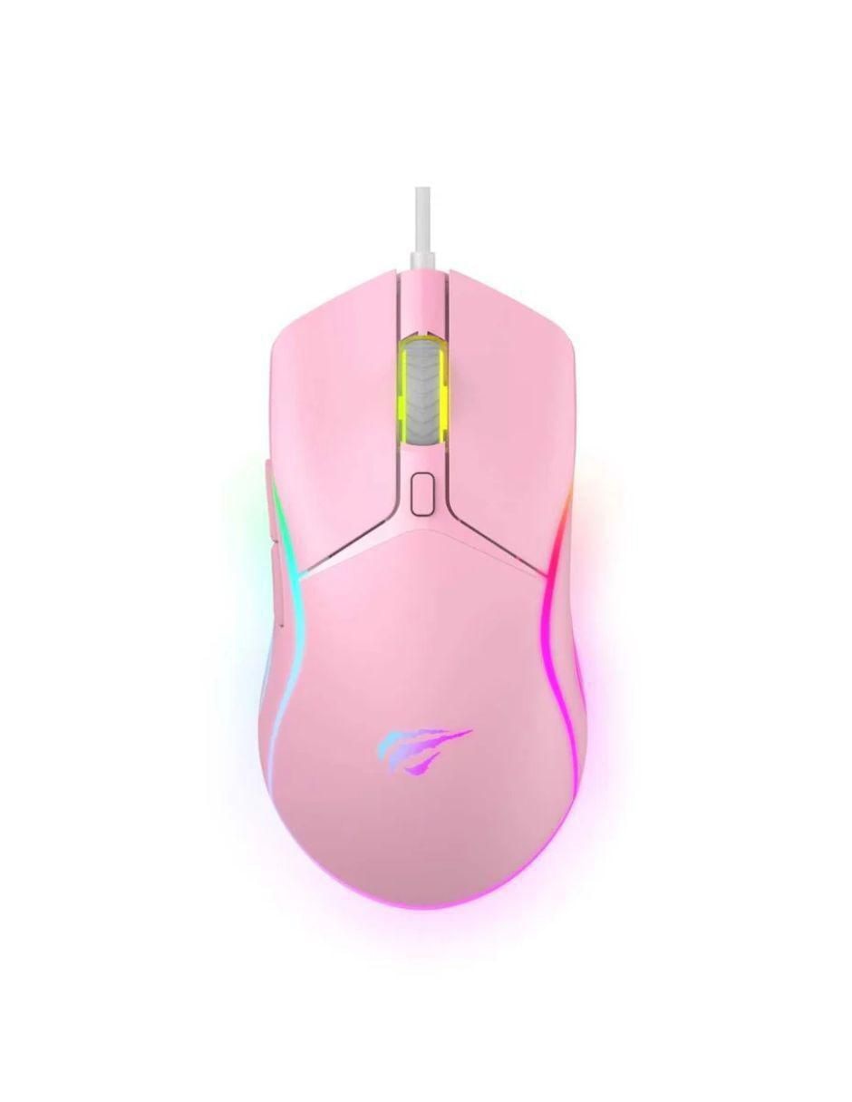 Mouse gamer MS1029 Rosa Rgb 7200 Dpi Ergonómico